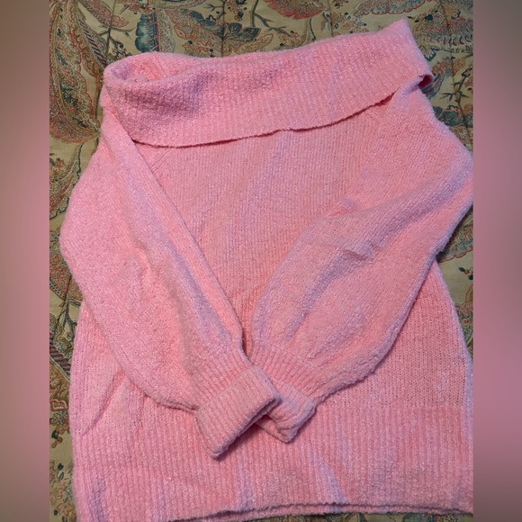 Lilly Pulitzer Barrymore Sweater Off The Shoulder Cowl Neck Boucle Pink Size L - Picture 3 of 6